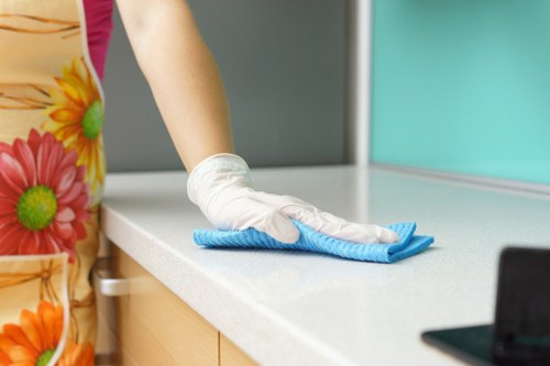Regular office cleaning for a small E9 workspace, reception, and meeting room